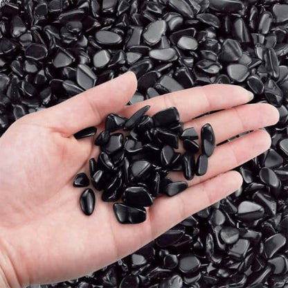 2 Lbs/920g Black Obsidian Quartz Crystal Stones Irregular Decorative Rocks Aquarium Pebbles Gravels for Fish Turtle Tank/Succulent Plants/Air Plants Decoration (Fill 2 Cups)
