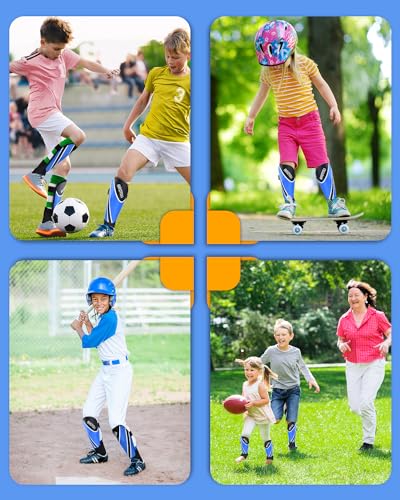 BROTOU Shin Guards Soccer Youth, Soccer Shin Guards for Kids 3-15 | Light Weight Adjustable Straps Shin Pads Protection Equipment with Ankle and Leg Calf Protection - color: BLUE, size: X-Small