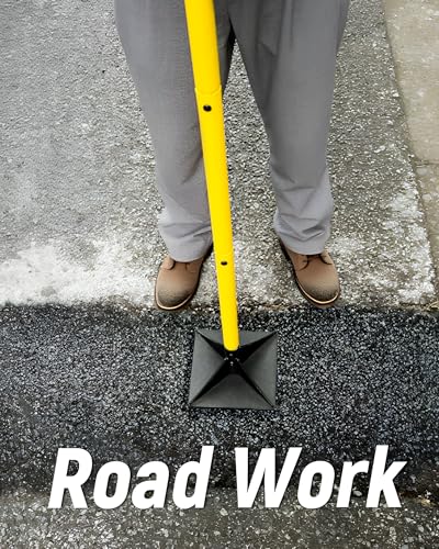 10"x10" Steel Tamper with 48" Handle, Heavy Duty Hand Compactor Tool for Leveling Soil, Gravel, Sand, Asphalt, Ground, Paver, Driveway, Garden, Yard and Blacktop Repair