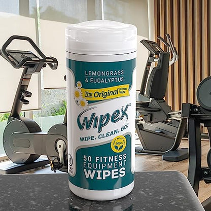 Wipex Original Fitness Equipment Wipes - EWG Verified Natural Plant Based Gym Wipes, Clean Surfaces at Home or Gym, Use as a Yoga Mat Cleaner, Lemongrass & Vinegar, 50 Count (Pack of 3) - size: 50 Count (Pack of 3)