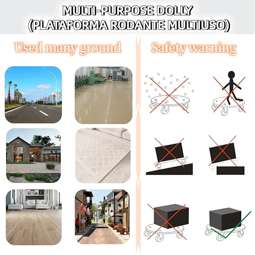 Furniture Moving Dolly Round Wood Platform Dolly 2 Packs, 12.4 x 12.4 inch 882 lbs Capacity Heavy Duty Wood Dollies cart with Wheels, Movers Carrier with 4 Soft Rubber Silent Wheels - size: 2 packs Small Dolly with Rubber wheel