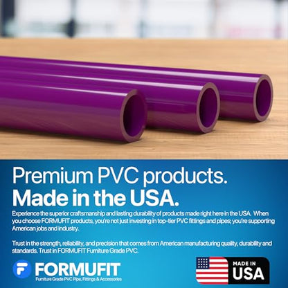 PVC Pipe, 1/2" Size, (0.840" Actual OD) Sch 40 Furniture Grade, Purple (40"L x 3-Pack) DIY Structural for Greenhouse, Garden, Dog Agility and Maker Projects - P012FGP-PU-40x3