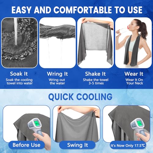 Hosuly 30 Pack Cooling Towels Bulk Microfiber Breathable, Dark Gray - color: Dark Gray