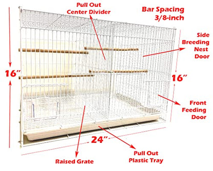 Lot of Breeding Bird Flight Cages for Canary Parakeet Aviaries Budgies Lovebird Finch (24" Black Divider) - color: 24" Black Divider