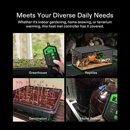 VIVOSUN Digital Heat Mat Thermostat Temperature Controller, and Soil Tester, 3-in-1 Plant Moisture Meter Light and PH Tester for Home, Garden, Lawn, Farm, Indoor and Outdoor Use, Promote Plants Health