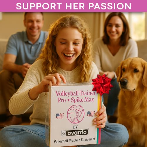 OVANTO Volleyball Training Equipment Kit | Adjustable Practice Hitting Rebounder, Ultra-Stretch Neoprene, Exclusive Elastic Cords, Premium Content - color: VT Pro + Spike MAX