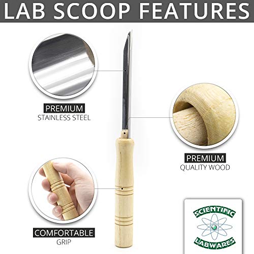 Lab Scoop Spatula with Wooden Handle - Pack of 6 - Soil Scooper Gardening Classroom Research Laboratory Veterinary Feeder