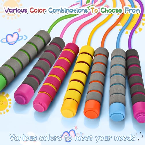 Jump Rope For Kids,Jump Rope Kids,Adjustable Soft Skipping Rope,Toddler Jump Rope With Skin-Friendly Foam Handles For Kids, Boys,Girls,Women, Men,Exercise Activity,Outdoor Fitness - color: Purple+Blue+Green