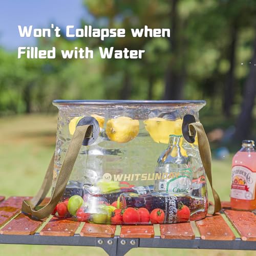 7 Gallon Collapsible Bucket, Water Container Portable for Fishing Camping Car Washing Hiking - color: Transparent