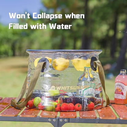 7 Gallon Collapsible Bucket, Water Container Portable for Fishing Camping Car Washing Hiking - color: Transparent