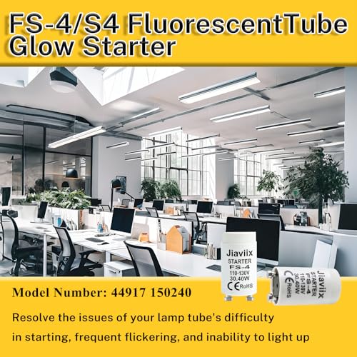 FS-4 Fluorescent Starter 13W, 30W,32W,40W Use in 110-130V Replacement for 44917 150240,CE Certified Fluorescent Tube Neon Starter (4PCS)