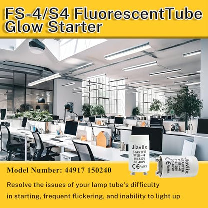 FS-4 Fluorescent Starter 13W, 30W,32W,40W Use in 110-130V Replacement for 44917 150240,CE Certified Fluorescent Tube Neon Starter (4PCS)
