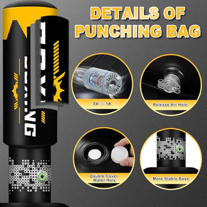 Standing Punching Bag for Adults, Boxing Bag with Built in Pump and Gloves