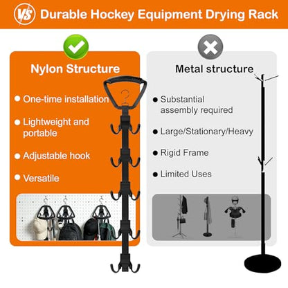 Hockey Equipment Drying Rack with 5 Rotatable Hooks