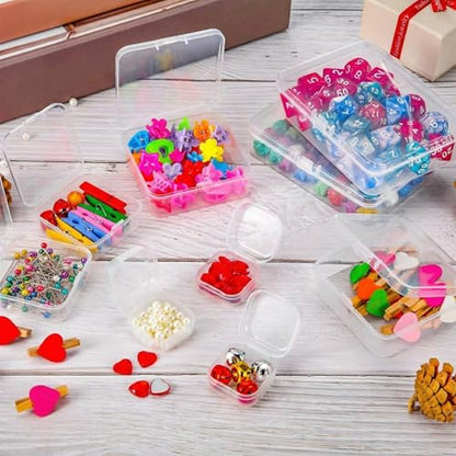 24 Packs Small Clear Plastic Beads Storage Containers Box with Hinged Lid for Storage of Small Items, Crafts, Jewelry, Hardware(1.37 x 1.37 x 0.7 Inches) - size: 1.37 x 1.37 x 0.7 Inches