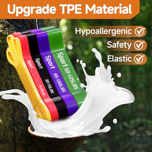 Pull Up Assistance Bands, Heavy Duty Exercise Bands for Working Out - color: yellow+red+black+purple+green