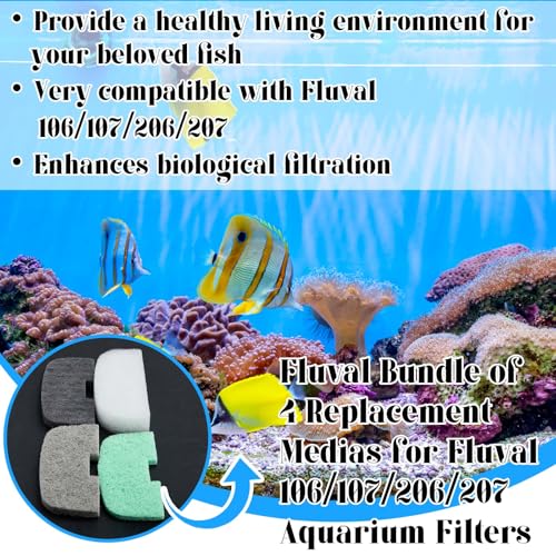 26 Pcs Canister Filter Maintenance Kit Compatible with Fluval 106/107/206/207, Water Polishing Pad, Ammonia/Phosphate/Nitrite Remover Pads, Silicone Lube