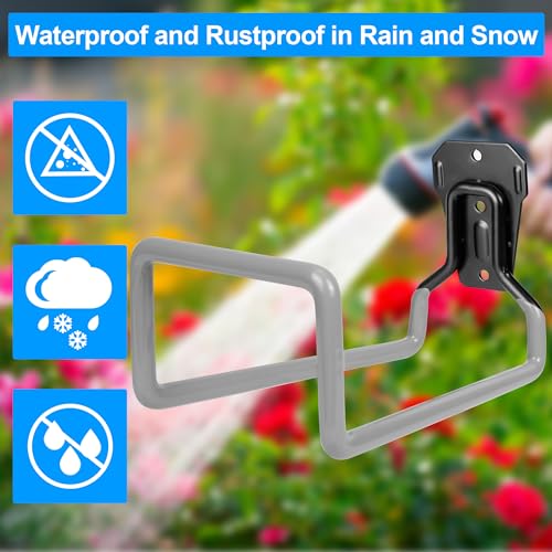 2PCS Water Hose Holder Wall Mount - Metal Hose Hanger Garden Hose Rack Heavy Duty Hose Storage for Outside Water Hose - color: 2pc Gray