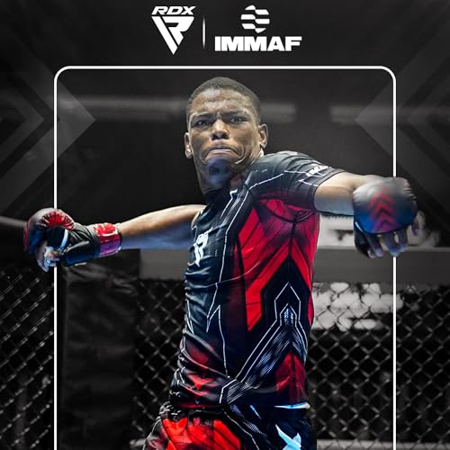 RDX IMMAF Approved Sparring Grappling Gloves, Professional Grade Hybrid Design for Competition Level and Training, Ventilated Open Palm, Adjustable Wrist Straps, Martial Arts Muay Thai, Men Women - color: Red, size: 3X-Large