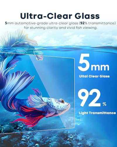 5 Gallon Small Aquarium Set Glass Fish Tank 6 Gallon, Starter Kit with Heater Water Pump Cleaning System Filter Bright Light Rocks Gravel Cleaning Tool, Clear Rimless Betta Plants - size: 5 Gallon