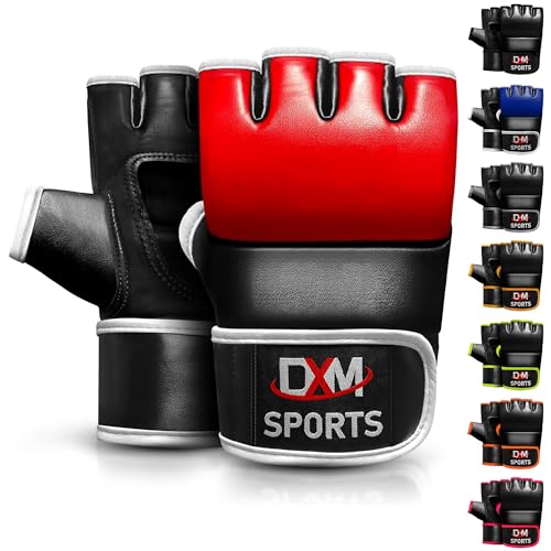 DXM SPORTS MMA Gloves for Men & Women, Martial Arts Bag Gloves, Kickboxing Gloves with Open Palms, Boxing Gloves for Punching Bag, Sparring, Muay Thai, MMA - color: Red, size: Large