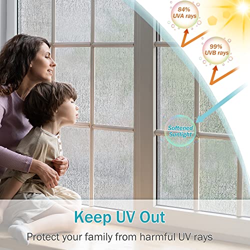 Rain Glass Window Film Privacy Static Window Clings Decorative Glass Sticker for Home Office Removable UV Protection Heat Control 17.7 x 78.7 inches