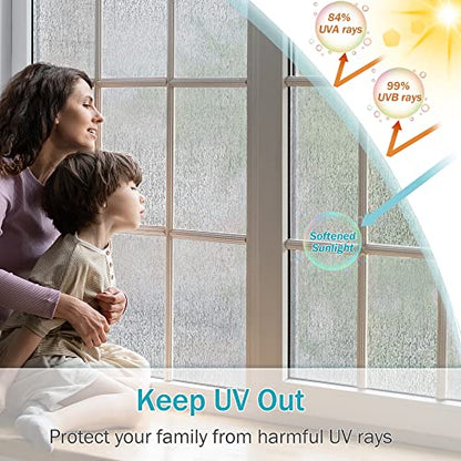 Rain Glass Window Film Privacy Static Window Clings Decorative Glass Sticker for Home Office Removable UV Protection Heat Control 17.7 x 78.7 inches
