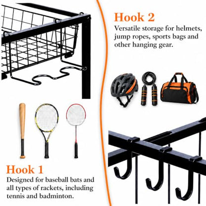 Sports Equipment Organizer, Ball Storage Rack for Gear and Toys - size: Large