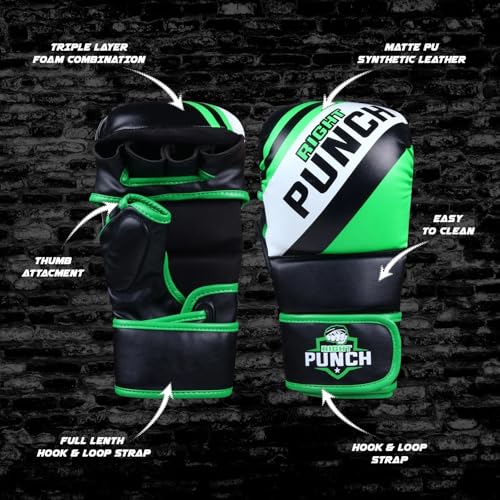 Hybrid MMA Sparring Gloves for Grappling, Kickboxing, and Open Palm Martial Arts - color: Green, size: XX-Large