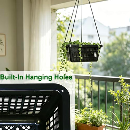 12 Pcs 7 Inch Aquatic Plant Baskets for Hydroponics Water Garden Plant Pots Black Plastic Mesh Basket Square Plastic Mesh Pond Containers for Live Aquarium Plants
