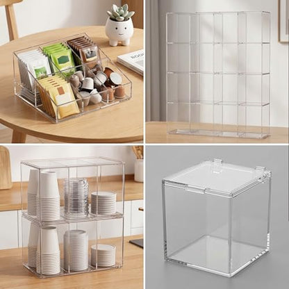 Thinp 4 Pcs Self Adhesive Clear Plastic Hinges, 65x40mm Acrylic Hinge-Transparent Folding Plastic Hinges for Crafts Aquarium Lid Cabinet Furniture Display Stand