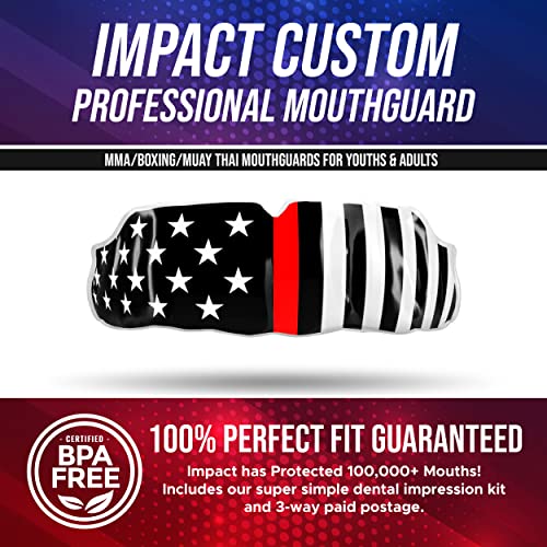 Impact Custom Professional MMA/Boxing/Muay Thai Mouthguard Firefighter Red Line Flag - color: Firefighter