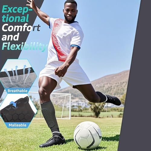 2 Pack Soccer Shin Guards Soccer Adult, Soccer Shin Guards for Kids Soccer Shin Pad with Honeycomb Pads, Shin Defender Shin Guard Sleeves, Ski Shin Guards Ski Shin Pads - color: Red, size: Medium