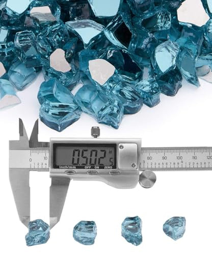 20 lb 1/2 Inch Reflective Fire Glass, Pacific Blue, Sparkly, Eco-Friendly, Convenient, Mirror Finish - color: Pacific Blue, size: 20 Pound (1/2")