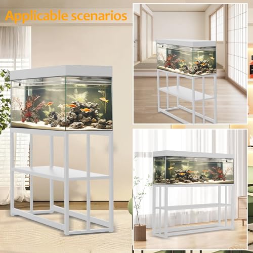 55-75 Gallon Fish Tank Stand with Storage Shelf, 48.5 x14.9 x 29.2 Inch Aquarium Stand, Turtle Tank, Reptile Terrariums and Breeder Tank Stand,980LBS Capacity, White