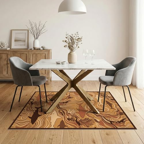 5'x7' Washable Modern Wave Area Rug, Brown Non-Shedding Pet Friendly Carpet for Small Living Room, Playroom, Bedroom, Easy Care Kids Safe Mat | Ref:2067563 - color: Beige/Pattern 25, size: 5' x 7' (Rectangular)