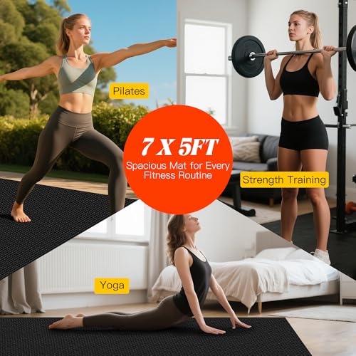 VTORY Extra Thick Large Exercise Mat, 8mm PVC Large Workout Mat 7x5/6x4 - size: 7'x5'x8mm Standard