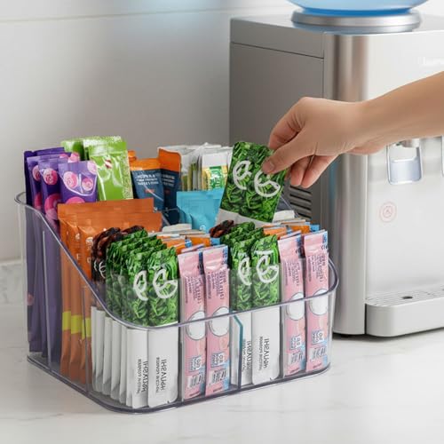 Drink Packet Organizer, Powdered Drink Mix,Powder Packet,Acrylic Water Flavor Packet Organization Container with Removable Dividers for Storage Bins for Kitchen Cabinet, Pantry,Office - size: Large