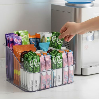 Drink Packet Organizer, Powdered Drink Mix,Powder Packet,Acrylic Water Flavor Packet Organization Container with Removable Dividers for Storage Bins for Kitchen Cabinet, Pantry,Office - size: Large