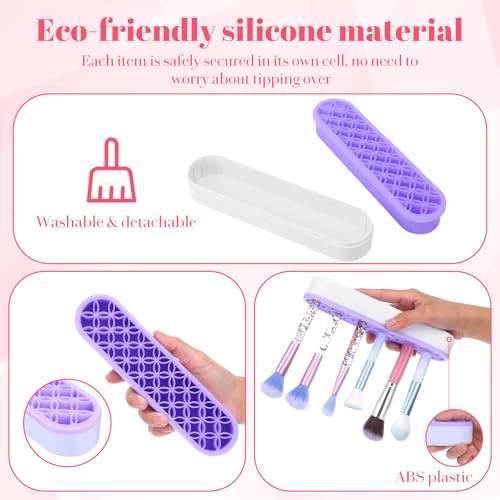 MAQUITA 4 Pack Silicone Makeup Brush Holder, Desktop Cosmetic Organizer Pen Holder, Sewing Tool Holders Beauty Tool Organizer Stand for Brush, Scissors, Toothbrush
