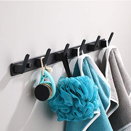 Wall Mounted Coat Rack, 6 Hooks, 21.7"x1.3", Modern, Black - size: 6 Hooks