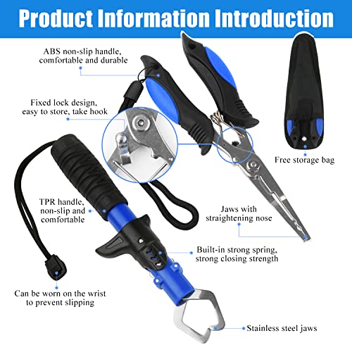 Floating Telescopic Folding Net with 7 Inch Pliers & Lip Gripper - Kids Fishing Net with Foldable Sand Bucket & Fishing Gear Accessories