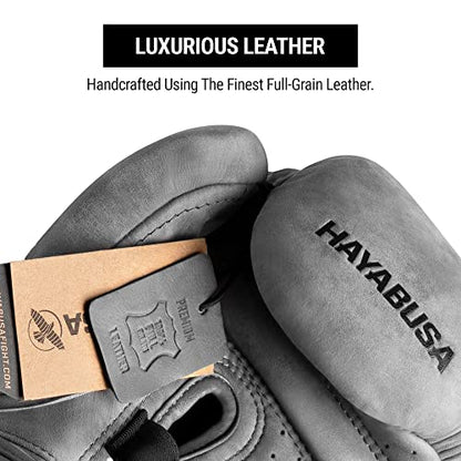 Hayabusa T3 LX Leather Boxing Gloves | Leather Boxing Gloves, Training Gloves Men and Women, Sparring Gloves, Heavy Bag Gloves, 16oz Boxing Gloves, Muay Thai Gloves - color: Slate, size: 12oz