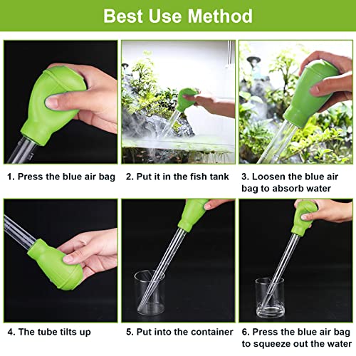 Manual Fish Tank Water Changer Aquarium Dropper, 30ml Aquarium Clean Pipette Dropper, Fish Tank Cleaning Waste Remover, Aquarium Gravel Cleaning Straw, Green - color: Green
