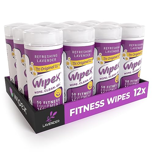 Wipex Original Gym Wipes - EWG Verified - Fitness Equipment Cleaner for Personal Workout Use, New Lint-Free Plant Based Cloth, 50 Count - Great for Yoga, Pilates, Home Gym (Pack of 12) - size: 50 Count (Pack of 12)