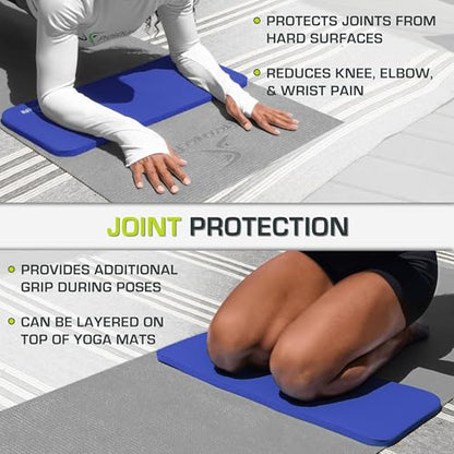 ProsourceFit Extra Thick Yoga Knee Pad and Elbow Cushion 15mm (5/8”) Fits Standard Mats for Pain Free Joints in Yoga, Pilates, Floor Workouts - color: Blue