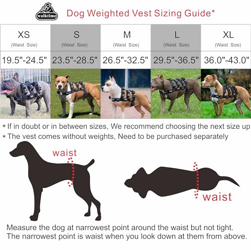 Weighted Tactical Dog Vest, No Pull Harness Symmetric Weight Pockets for Muscle & Weight Loss, Fit Pitbull GSD Husky, Heavy Nylon Service Harness Black - size: Dog's Waist 26.5"-32.5" | VEST ONLY