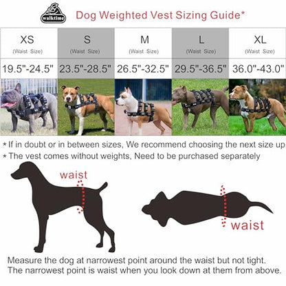 Weighted Tactical Dog Vest, No Pull Harness Symmetric Weight Pockets for Muscle & Weight Loss, Fit Pitbull GSD Husky, Heavy Nylon Service Harness Black - size: Dog's Waist 19.5"-24.5" | VEST ONLY