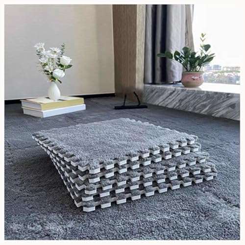 Generic 24Pcs Plush Foam Floor Mat Square Interlocking Carpet Tiles 12X12 Inch Puzzle Piece Carpet Squares Thick Fluffy Foam Floor Tiles Rug For Parlor Bedroom Gray - color: Grey