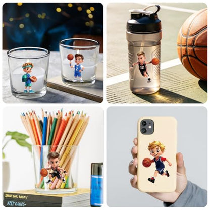 Peacoblue 18 Sheets Rub on Transfers for Crafts, Basketball Boys Sports 3.6"x3.9" UV DTF Cup Wraps Waterproof Cold Transfers Stickers for Wood Glass Metal Cup Tumblers Mirrors Mugs Home Decor - style: Basketball Boys Sports